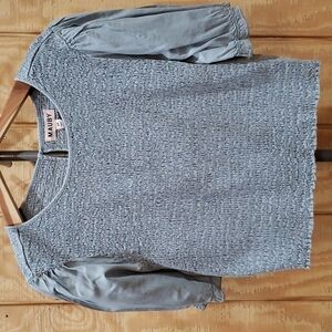 Mauby NWT Blue Chambray Short Sleeve Smocked Crop Top Size 2X